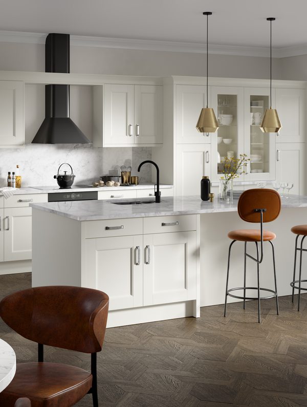 Minster shaker kitchen door in Limestone finish