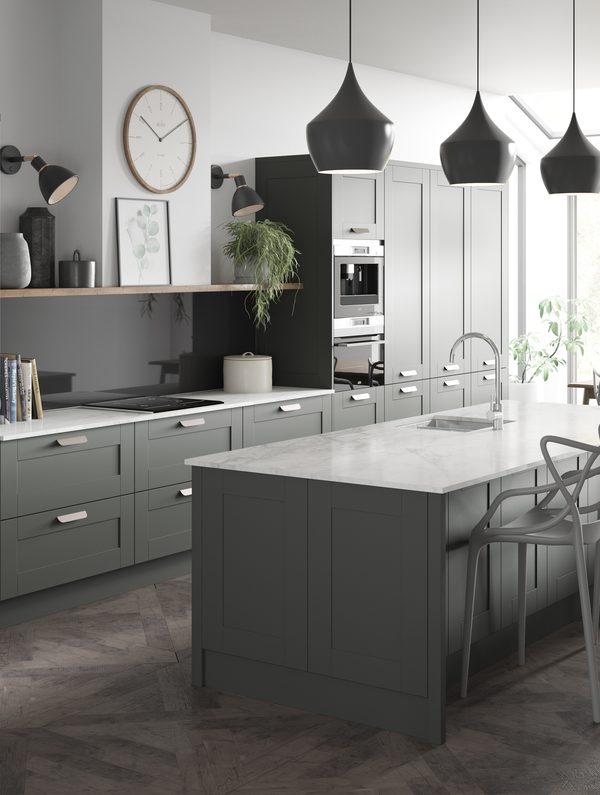 Nouveau shaker kitchen door in Graphite finish